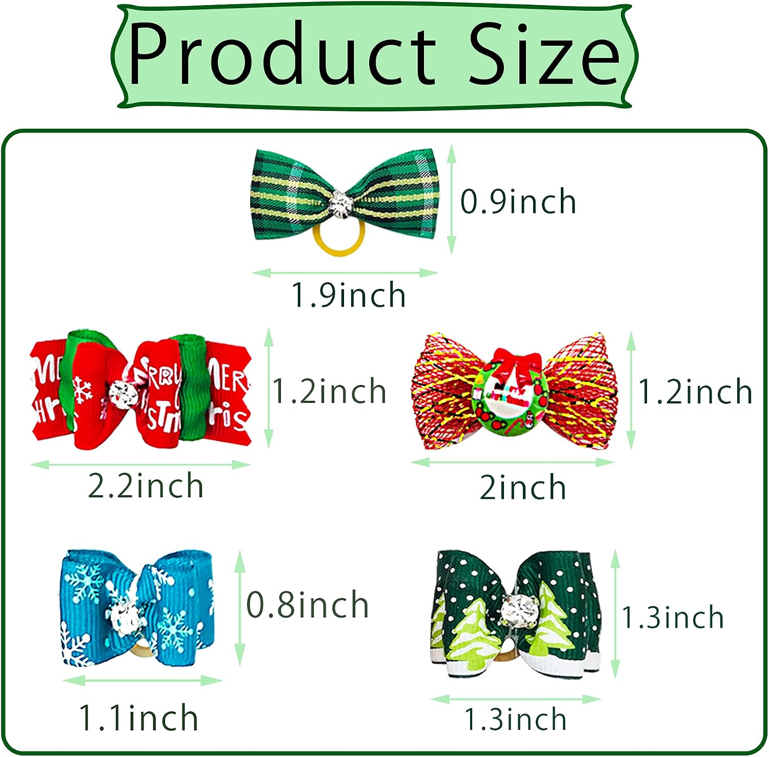 PET SHOW 50pcs Christmas Dog Hair Bows with Rubber Bands Bulk for Small Medium Dogs Xmas Holiday Puppies Cats Kittens Rabbits Topknot Grooming Costumes Hair Accessories image 3