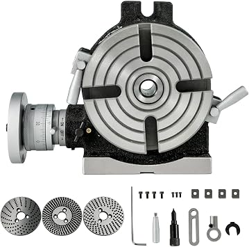 Rotary Table, 6 Horizontal Vertical Milling Table, 360 Precision, 4-Slot MT-2 Rotary Table for Milling Machine with Indexing Plates for Drilling Boring