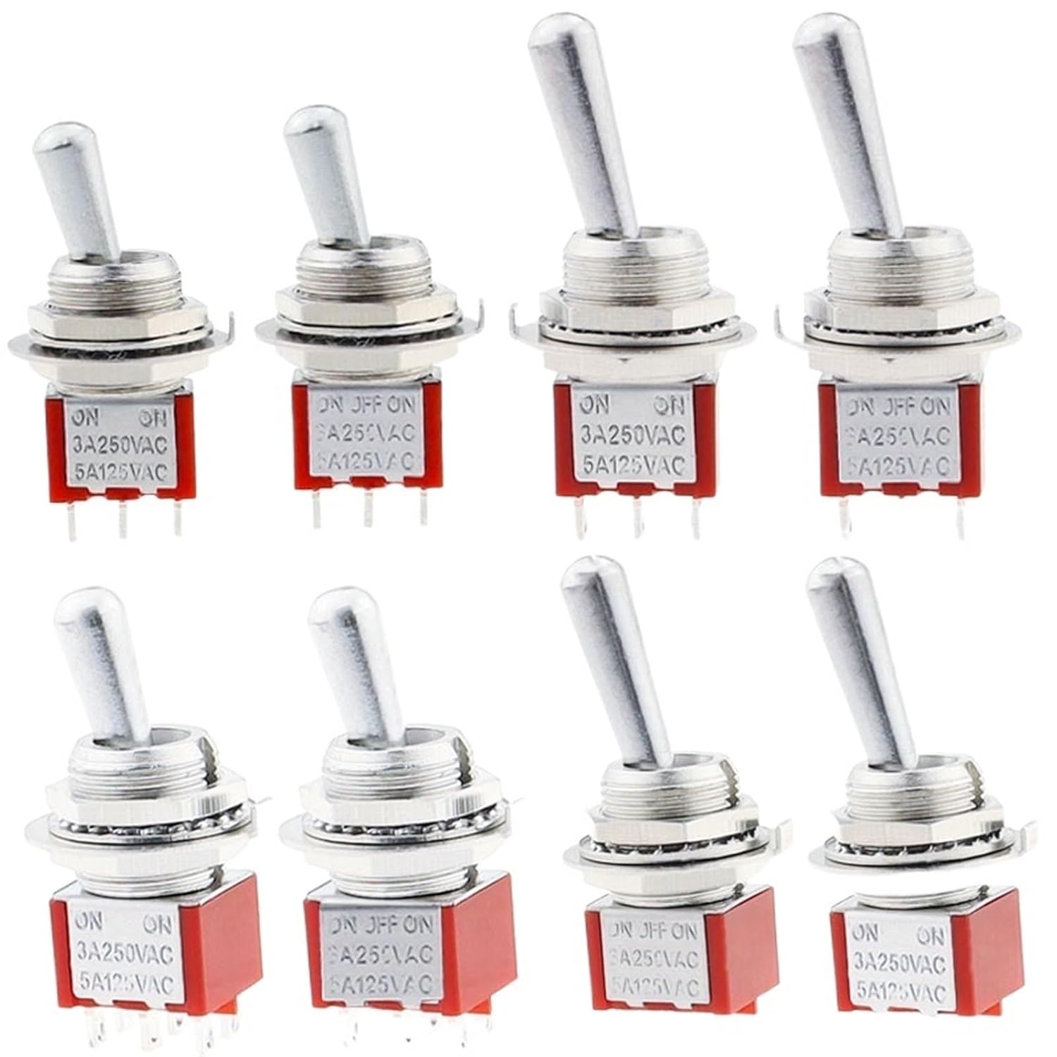 1Pcs/5Pcs SH T80-T Z1 Series Large Long Handle 12mm Panel Mount Toggle Switch 5A 125VAC(3PIN ON ON Long,5Pcs)