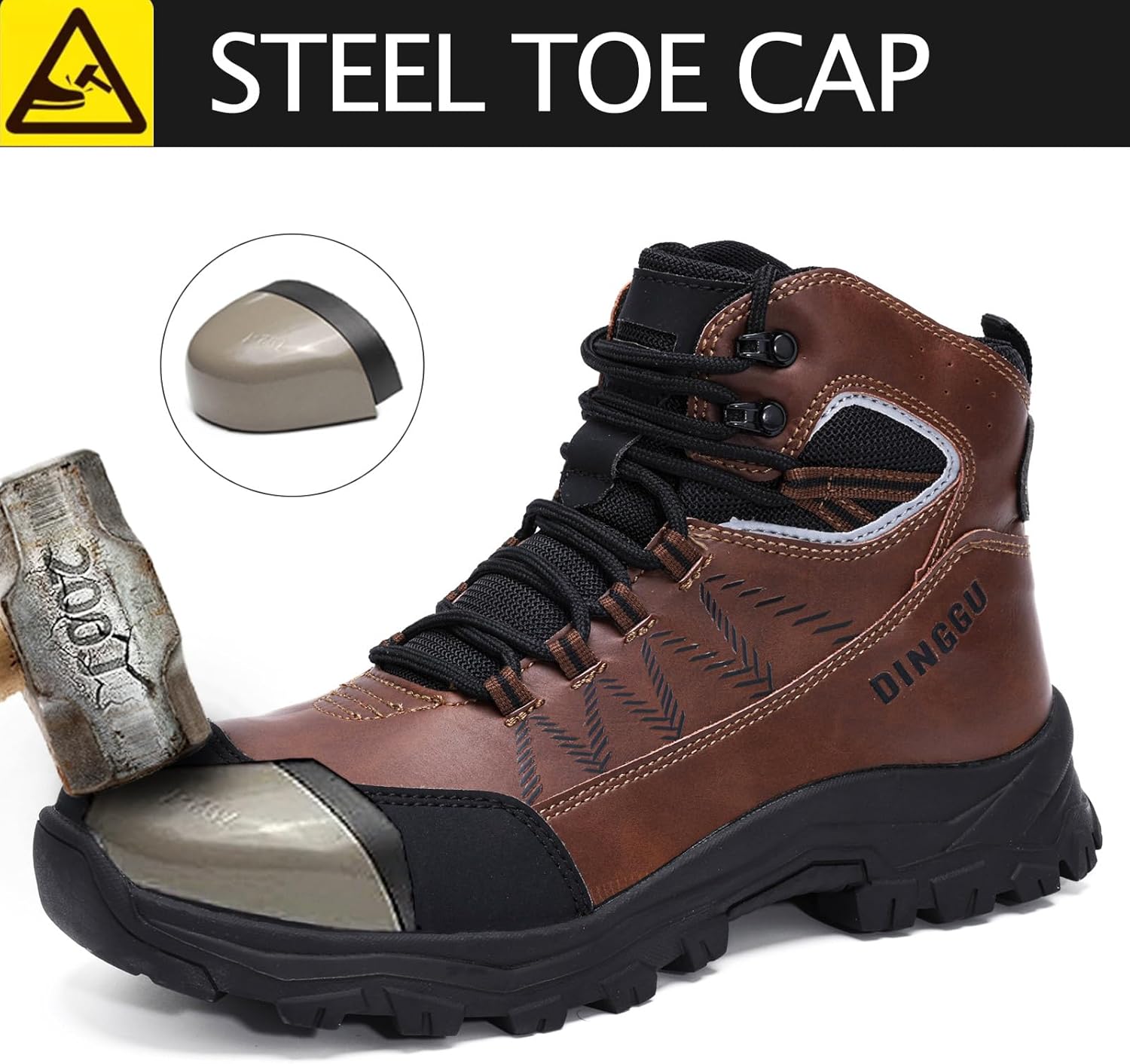 Steel Toe Boots for Men Waterproof Safety Work Boots,Comfortable Mens Industrial & Construction Boots - Image 2