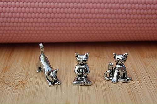 Miniatura 4 de Basic Spirit Juego de figuras de gato de yoga (Pewter)-Mini 3 piezas