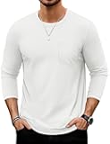 Mens Long Sleeve Tee Shirts Cotton Lightweight Casual Pocket Crew Neck Work T Shirts for All Season