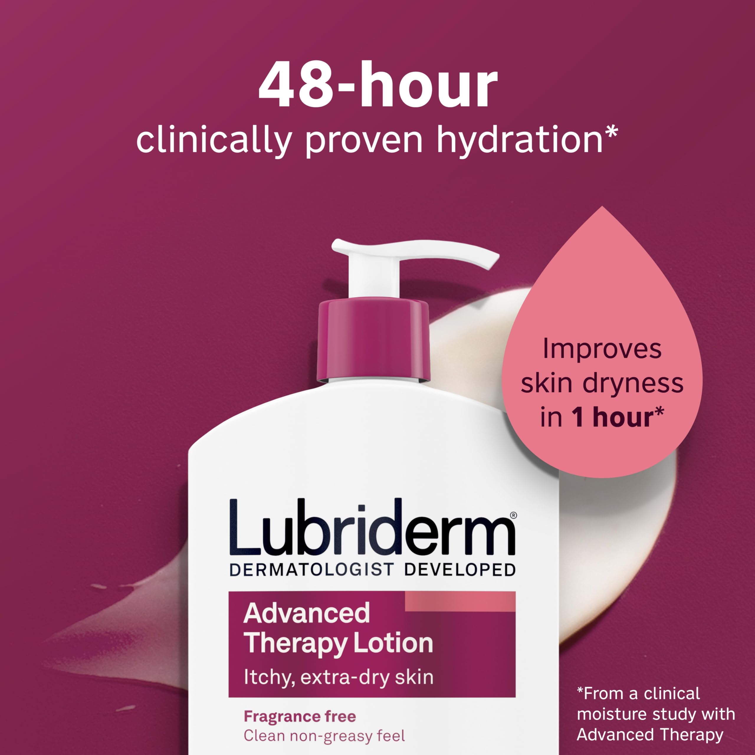 Lubriderm Advanced Therapy Moisturizing Lotion with Vitamins E and B5, Deep Hydration for Extra Dry Skin, Non-Greasy Formula, 32 fl. oz