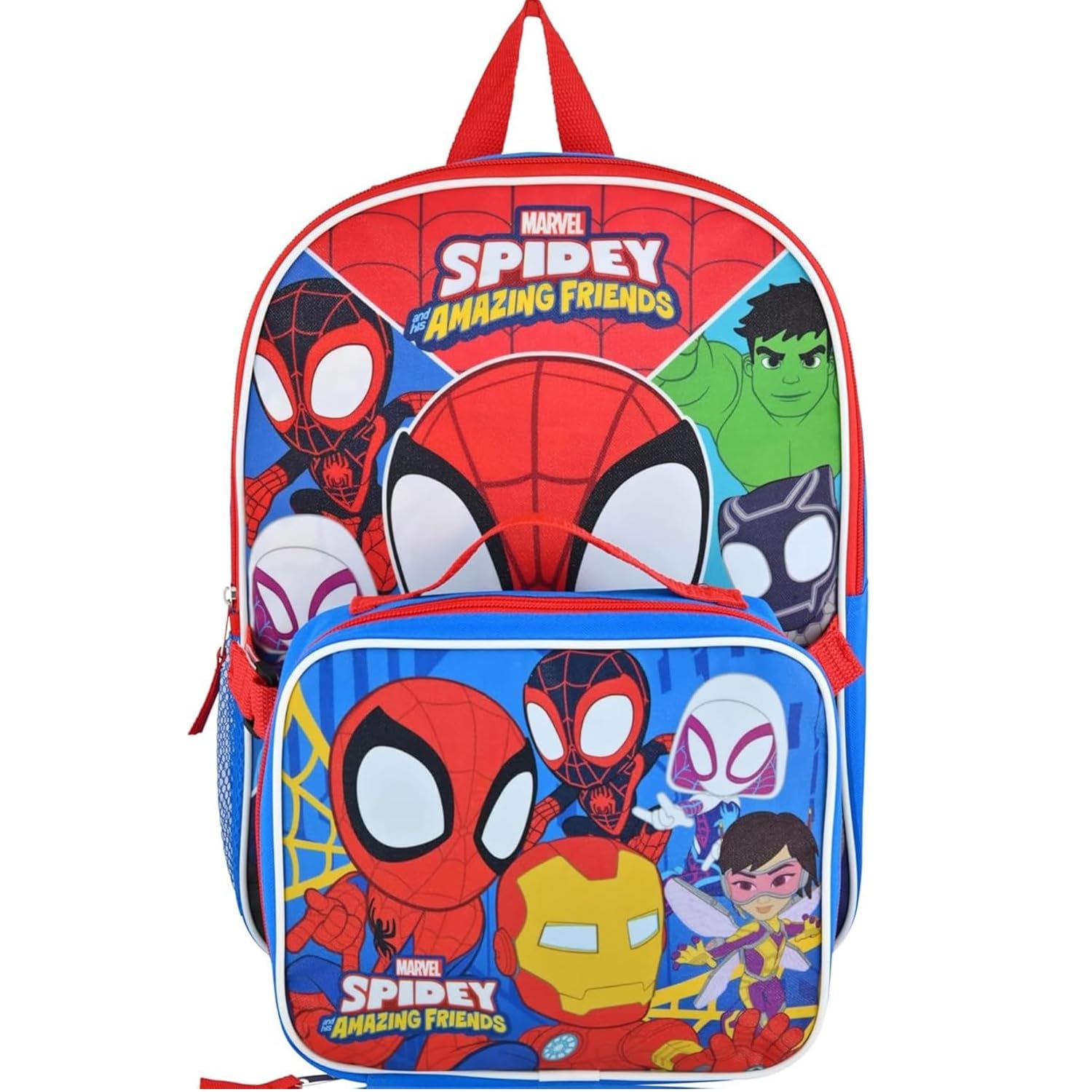 Spidey and His Amazing Friends Kids Backpack with Lunch Box Set, School Bag with Insulated Lunch Bag