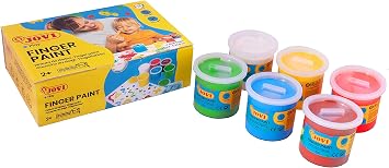 Jovi Finger Paint for Children Aged 2 Years and up, Good Coverage, Creamy Consistency, Harmless Ingredients, 6 Colours 125 ml Each