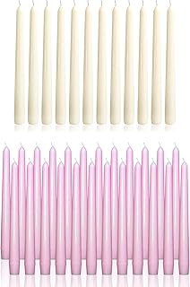 Taper Candles,12 Pack Ivory and 24 Pack Pink Taper Candle 10 Inch Dripless, Unscented Smokeless & Emergency, 7 Hours Long Burning, Tall Candlesticks Ideal for Weddings, Dinner Parties, Halloween
