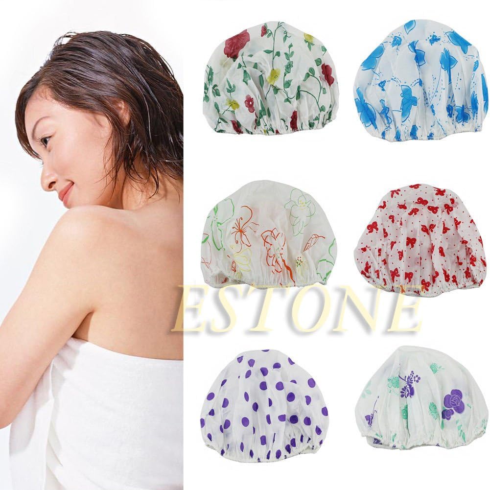 Pinkday Waterproof Elastic Plastic Shower Cap Bathing