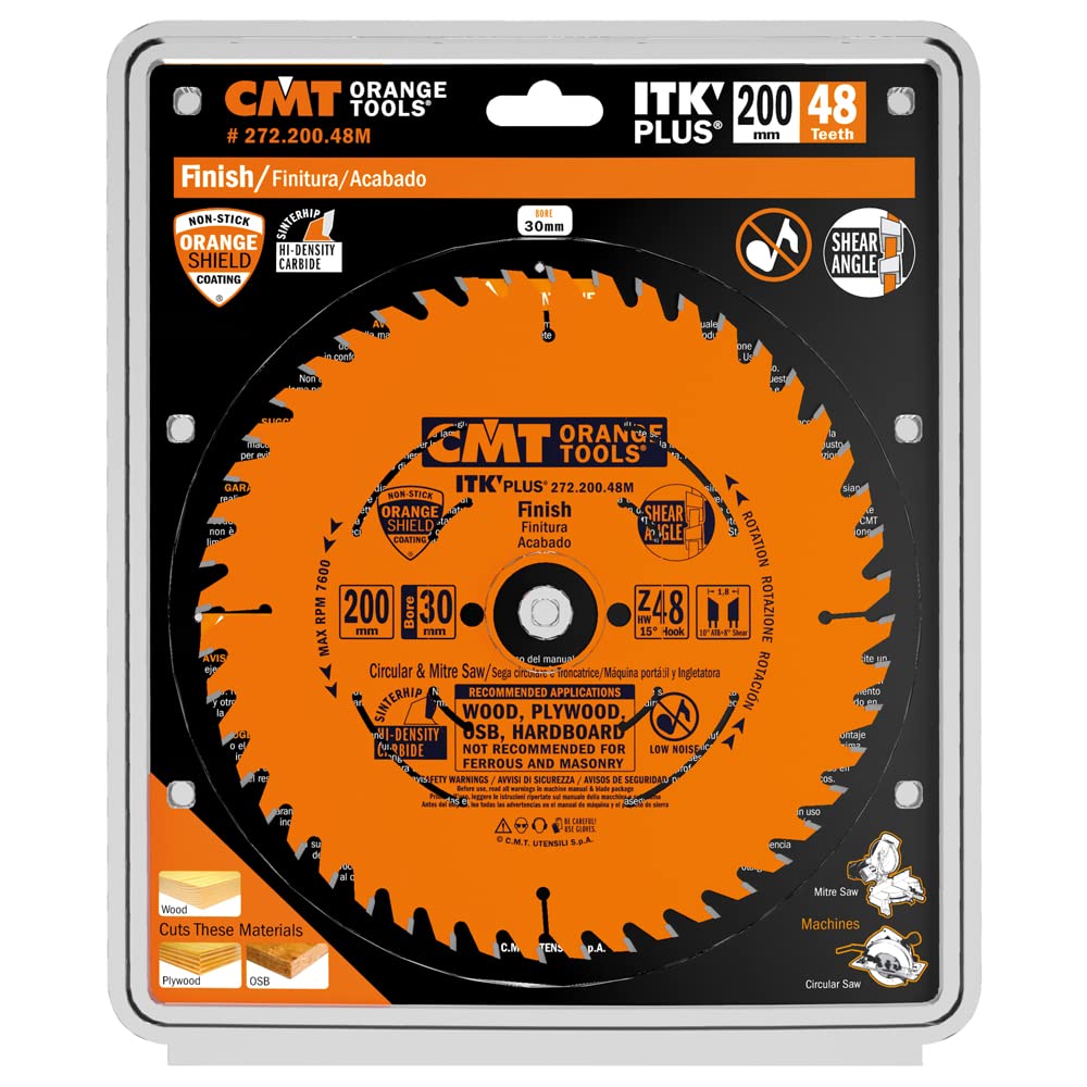 Lama Circolare CMT ITK-Plus 190mm - Per Taglio Legno Pregiato, Arancione