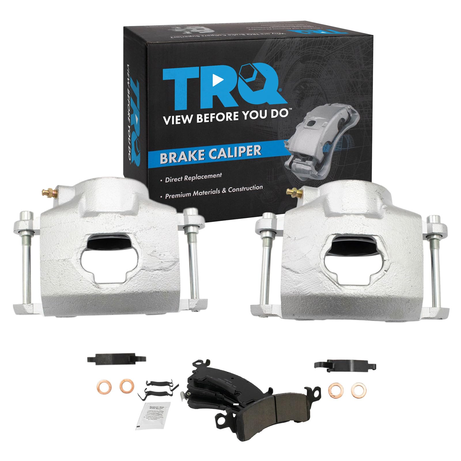 TRQ Front Brake Caliper Set Brake Pads Ceramic Compatible with 87-92 Cadillac 79-95 Chevrolet 79-91 GMC
