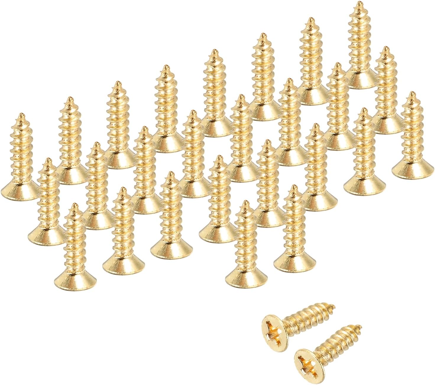 – Brass Phillips Wood Screws, M3 x 10mm Brass Phillips Flat Wood Screws Self-Tapping Furniture Connector for Door Hinges, Wood Crafts and DIY Projects,(Gold Tone, Pack of 38)