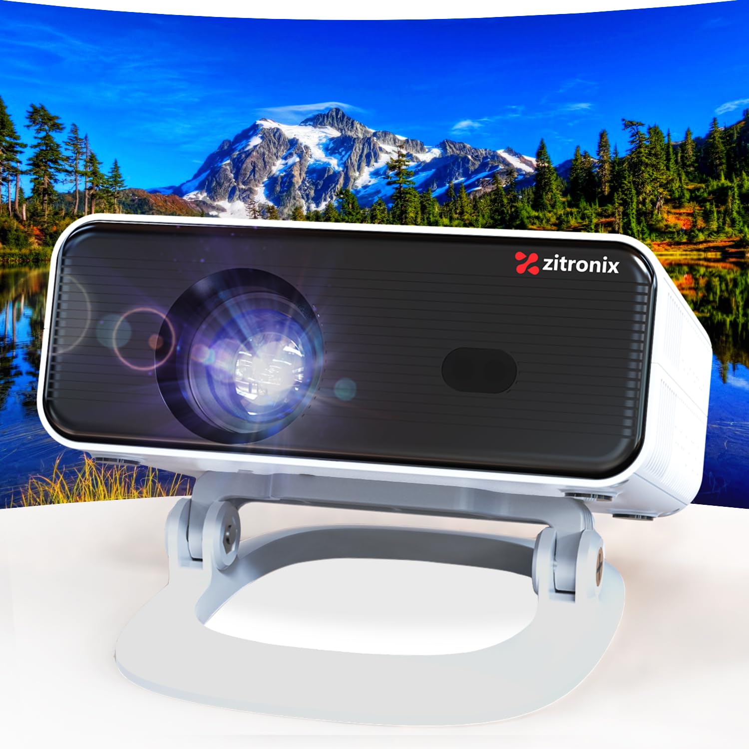 zitronix®Projector for Home 4k Electric Focusing, Mini Projector Native 1080P Automatic Trapezoidal Correction, LED Projector for Room 4000 Lumens Bluetooth Wireless Connection PERICAT-L012