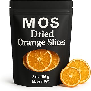 M.O.S Dried Orange Slices 2 oz No Sugar Added Made in USA Premium Hand Selected Dehydrated Orange Wheels for Cocktails Tea Baking Snacks Garnishes Natural Fruit Slices