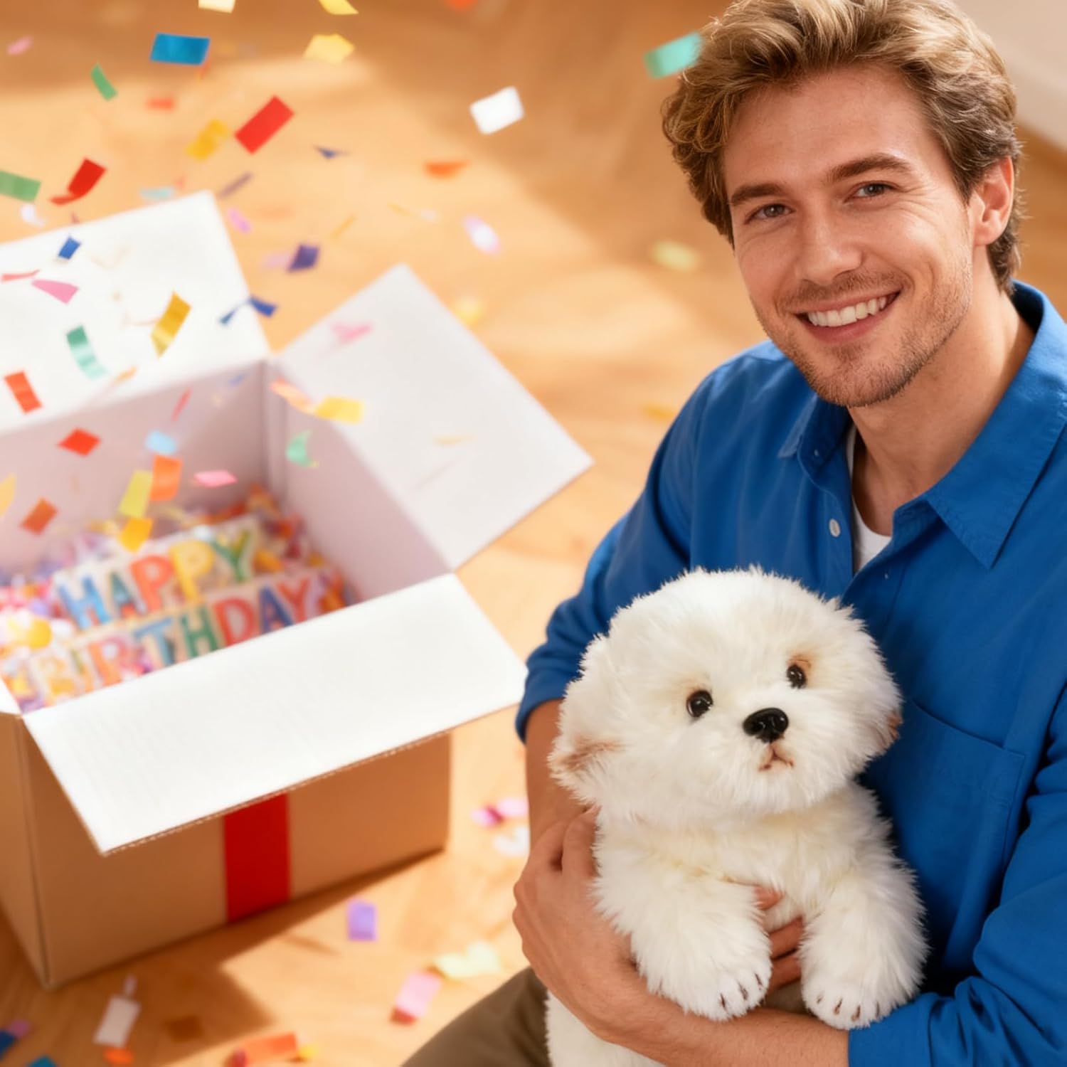 HollyHOME Maltese Stuffed Animal Realistic Maltese Dog Plush Toy Pet Fluffy Little Stuffed Puppy Dog Toys Gift for Kids 15 inches White - Image 8