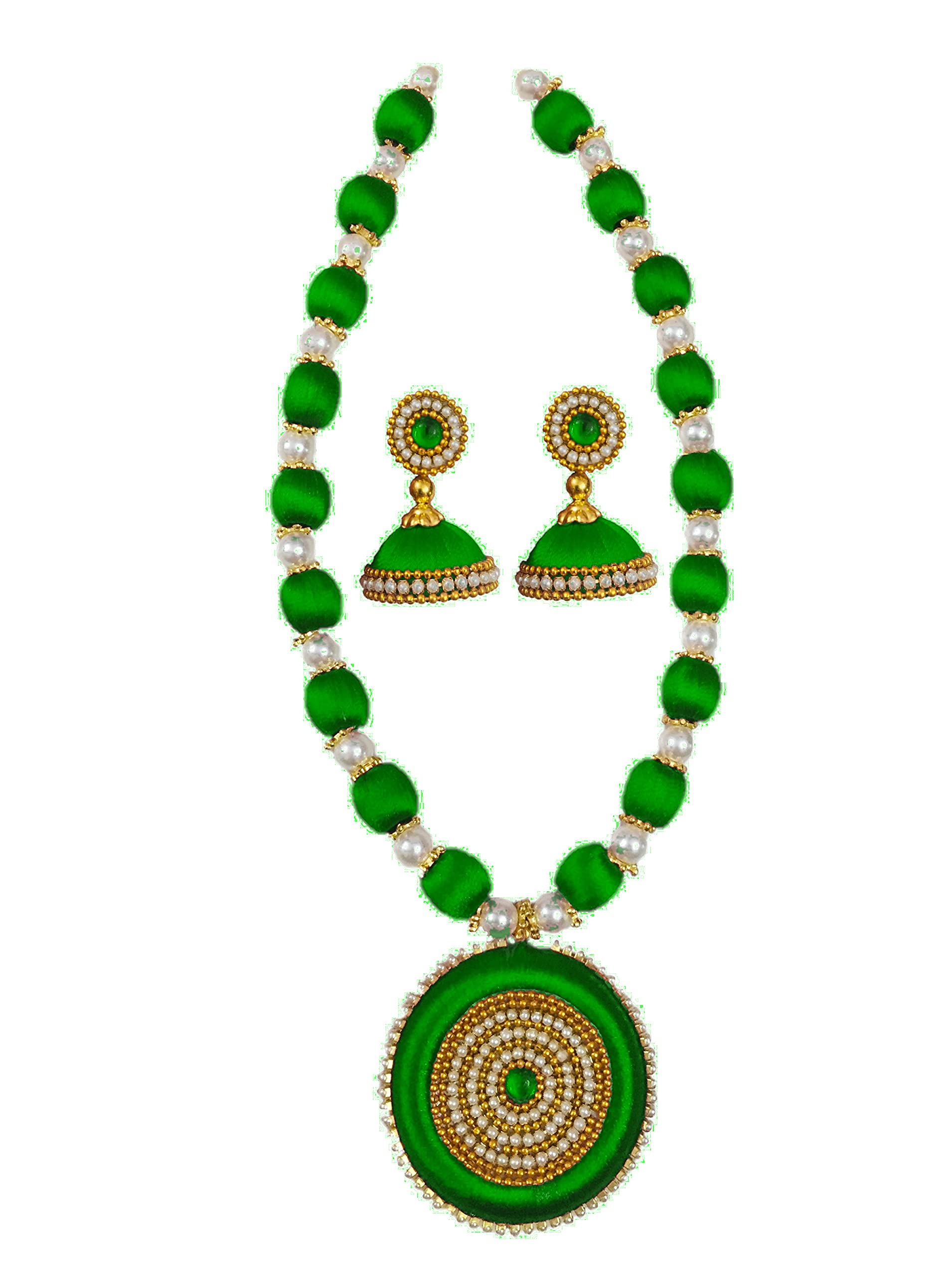 Ambal Pearl Worked silk thread necklace set for womens and girls (Green) (B09DVYTB88) Amazon Price History, Amazon Price Tracker