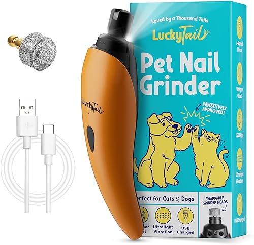 Miniatura 9 de LuckyTail Recortadora de uñas para perro kit de herramientas eléctricas de aseo y suavizado profesional silencioso de 2 velocidades corte de patas