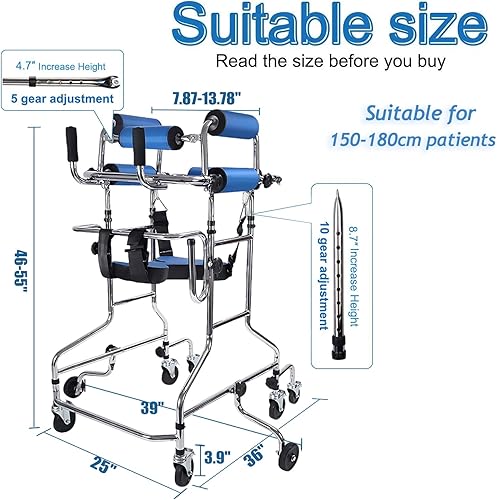 Miniatura 2 de Adult Standing Walker for Seniors Hemiplegia Rehabilitation Standing Frame, Anti Recline, Lower Limb Training, Adjustable Height, Walker Aid for The