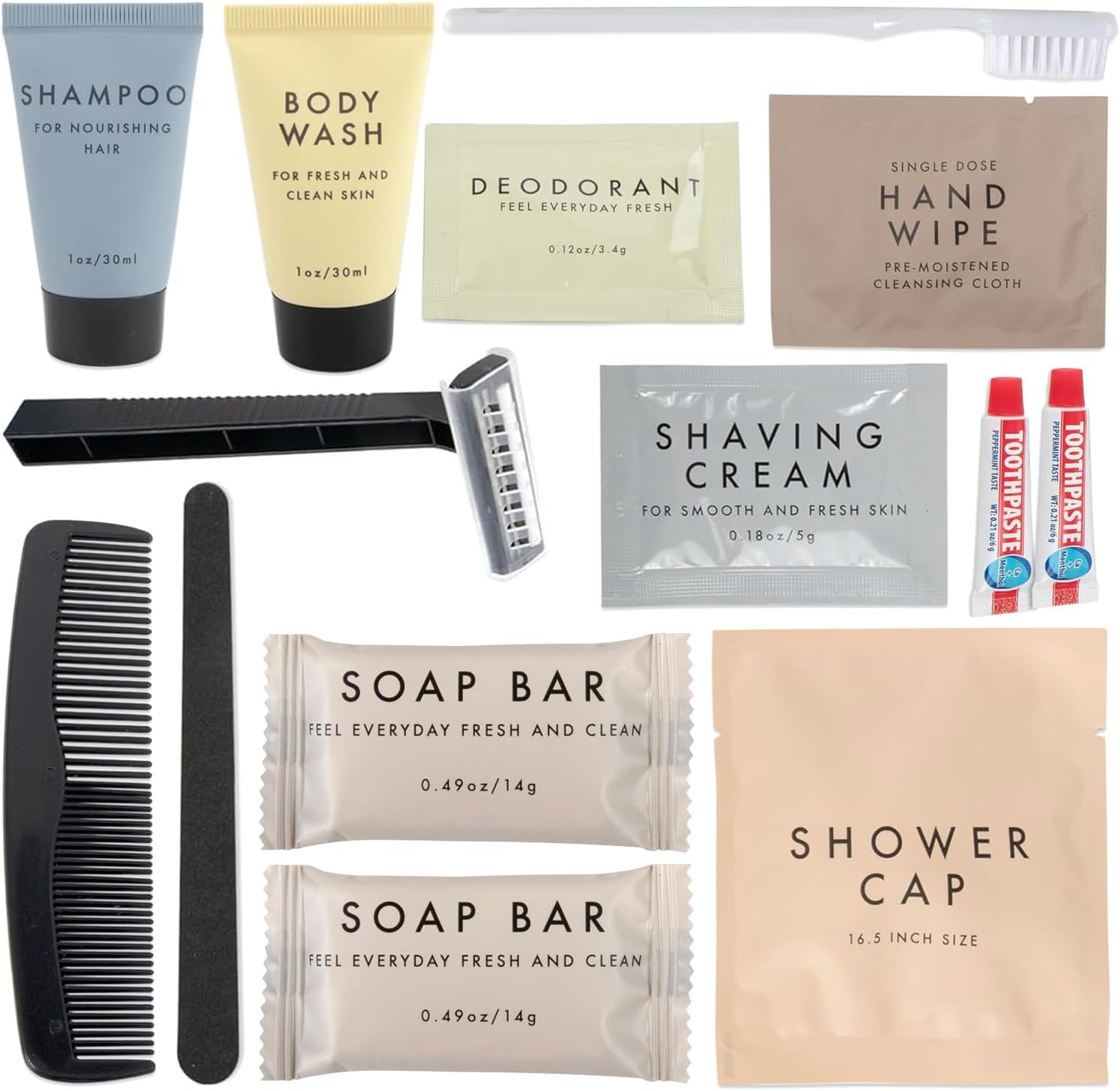 Trail maker (50 Pack) Bulk Hygiene Kits – 15-Piece Toiletry Set per Pack for Homeless Care, Travel, Emergency Shelters, TSA Friendly Essentials & Charity Donations