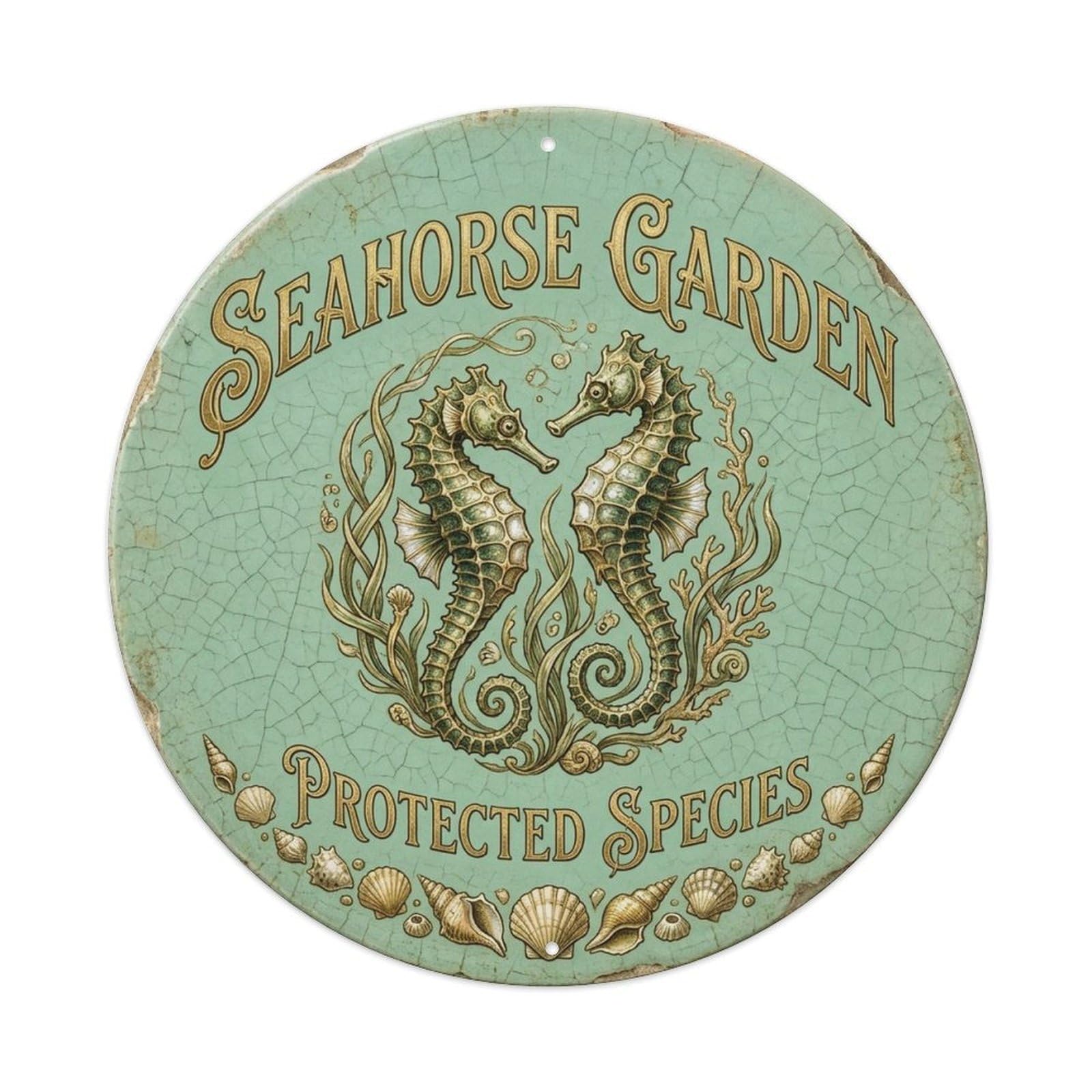 Seahorse Garden Protected Species Wildlife Notice Metal Tin Sign