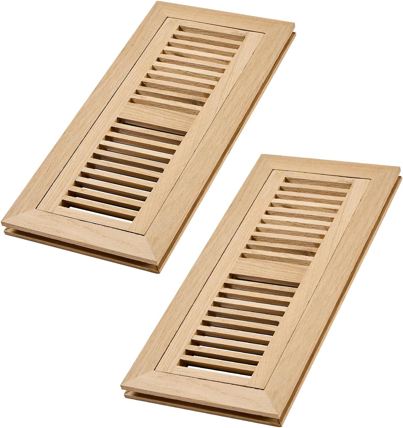 8 Pcs Pack Hardwood Red Oak Floor Register, Flush Mount Vent, 4x10 Inch, No Damper, Unfinished