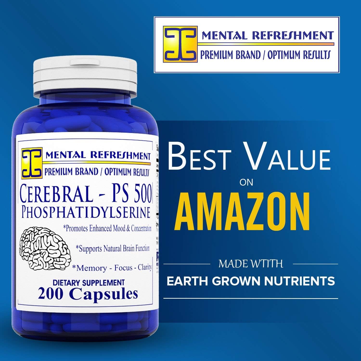 Mental Refreshment: Cerebral PS 500mg 200 Capsules - Best Value, Most Potent Phosphatidylserine