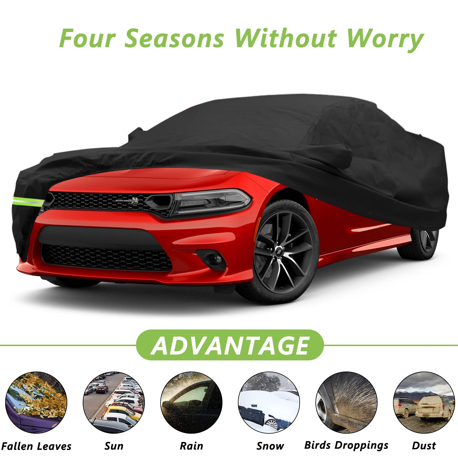 YIXIN Waterproof Car Cover for 2006-2026 Dodge Charger SE SXT R T Daytona SRT Hellcat Car Cover 190T — view 3