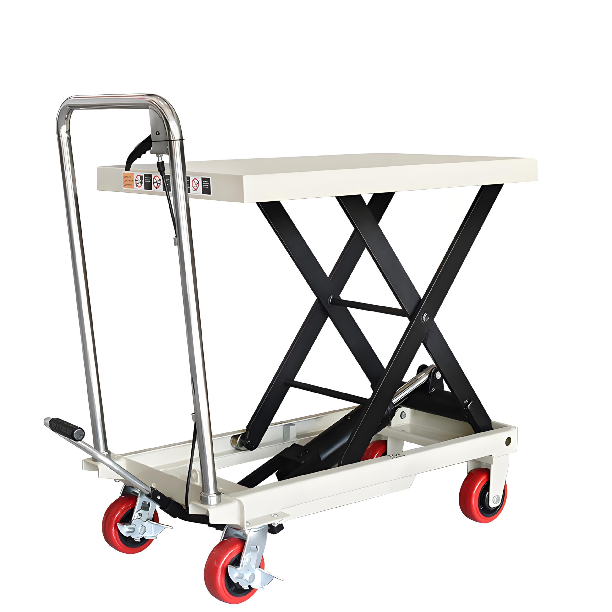 Wózek widłowy hydrauliczny ręczny, mobilny podnośnik platformowy, wózek magazynowy, wózek składany, podnośnik nożycowy (blat stołu 815 x 500 mm - wysokość 900 mm)