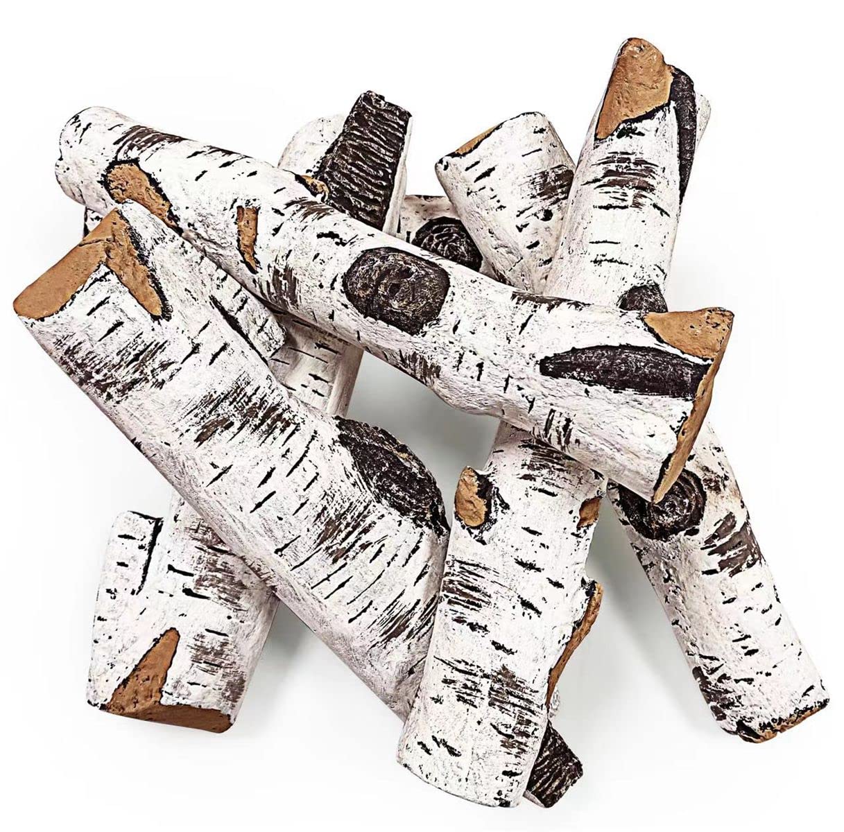 ZBXFCSH Gas Fireplace Logs Set Ceramic White Large Birch Log for Gas  Fireplace, Outdoor Firebowl, Electric Gas Fireplaces, Vented, Linear Fire  Pits Ceramic Fiber Fake Wood Logs, 6pcs : Amazon.co.uk: DIY u0026