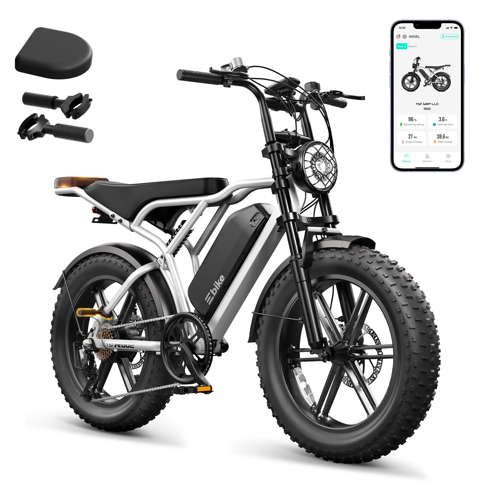TST Electric Bike for Adults, 48V 15Ah Battery, 1500W Peak Motor, Fat Tire | Dual Suspension ,7-speed Gears, 3 Working Modes, Powerful, LCD Display, Suitable for Commuters and Beginner Cyclists