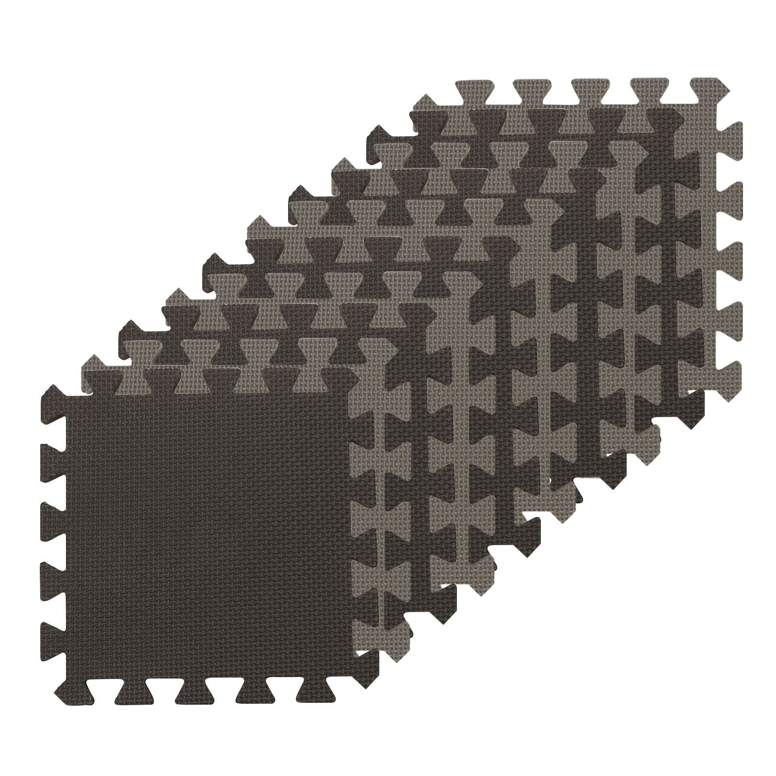 Dhouse 20Pcs Foam Play Mat Large Eva Foam Mat Mats Soft Floor Tiles Interlocking Play Kids Baby Gym Gray and Black