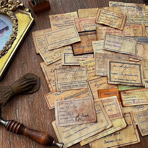 Miniatura 7 de Suministros de diario basura manchado de café, efímera de estilo escrito a mano para diarios basura, 45 piezas de papel de decoupage vintage para