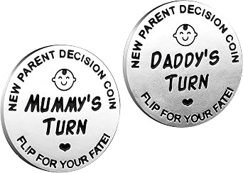 Silver Stainless Steel Decision Coin Gift for New Parents, Baby Shower