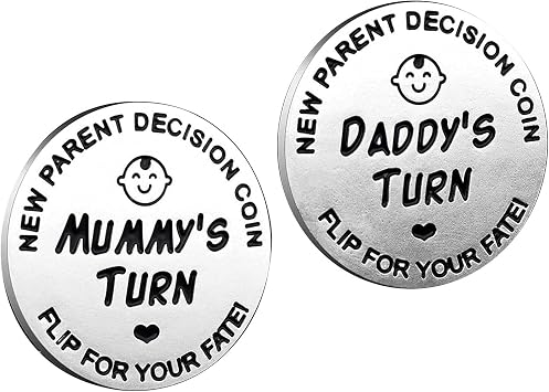 New Parents Decision Coin, Stainless Steel Commemorative Coins, Gifts for Dad Mum, Newborn Baby Gifts, New Mum Gifts,Baby Shower Gift Birthday, Anniversary Silver
