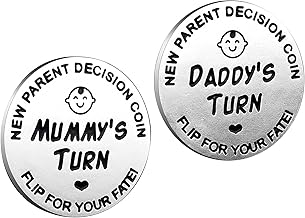 New Parents Decision Coin, Stainless Steel Commemorative Coins, Gifts for Dad Mum, Newborn Baby Gifts, New Mum Gifts,Baby Shower Gift，Birthday, Anniversary (Silver)