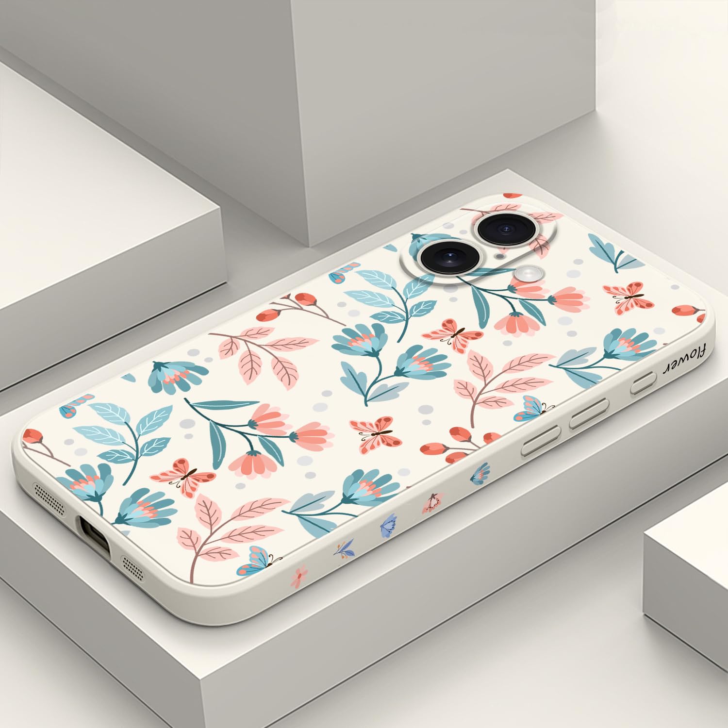 Coque silicone iPhone 16 LEECG blanc feuille au design premium - 8