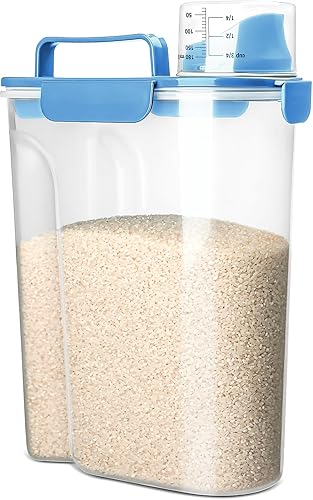 Miniatura 10 de Contenedor de almacenamiento de arroz, dispensador hermético de 5 a 10 lb de alimentos secos, recipiente para comida de perro y gato, contenedor de