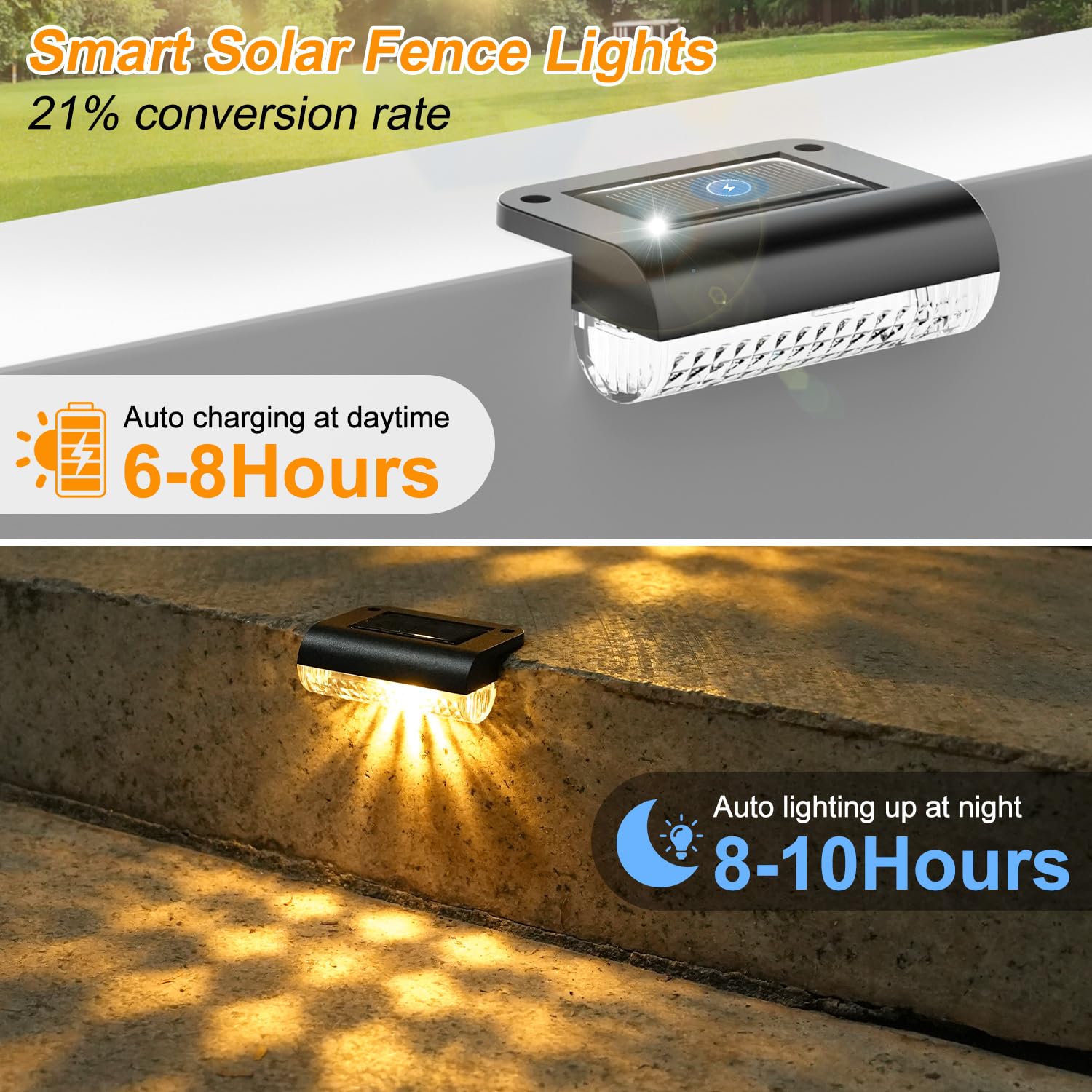 HAMLITE Solar Decking Lights, Solar Fence Lights Outdoor Garden 16 Pack, Waterproof Stair Light Outdoor - Image 3