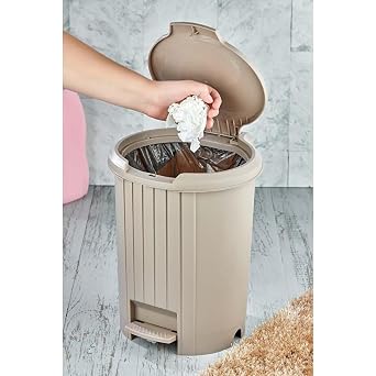 12 Litre Bas Aç Kapaklı Çöp Kovası - Click Kapak Pedallı Çöp Kovası Banyo Mutfak Çöp Kovası (Beyaz)