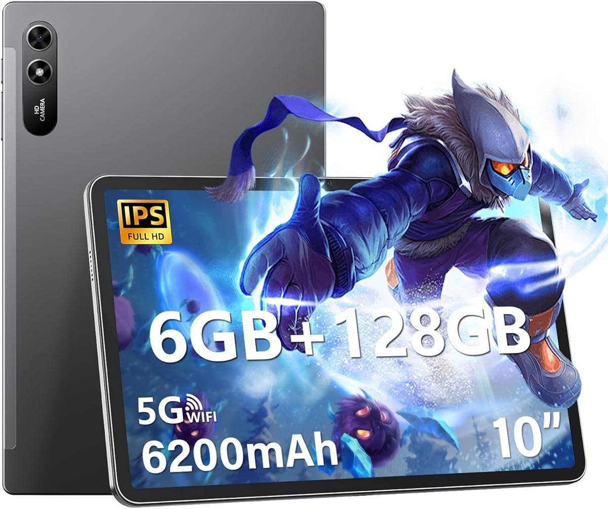 Amazon.com : Android Tablet 10.51 Inch with 6GB RAM 128GB ROM, Octa-Core 2.0Ghz Processor, 1920 * 1200 FHD IPS Touch Screen, 5MP+13MP Dual Camera, 6200mAh Battery, Android 13 Tablet, 5G WiFi, Bluetooth 5.0, GPS : Electronics