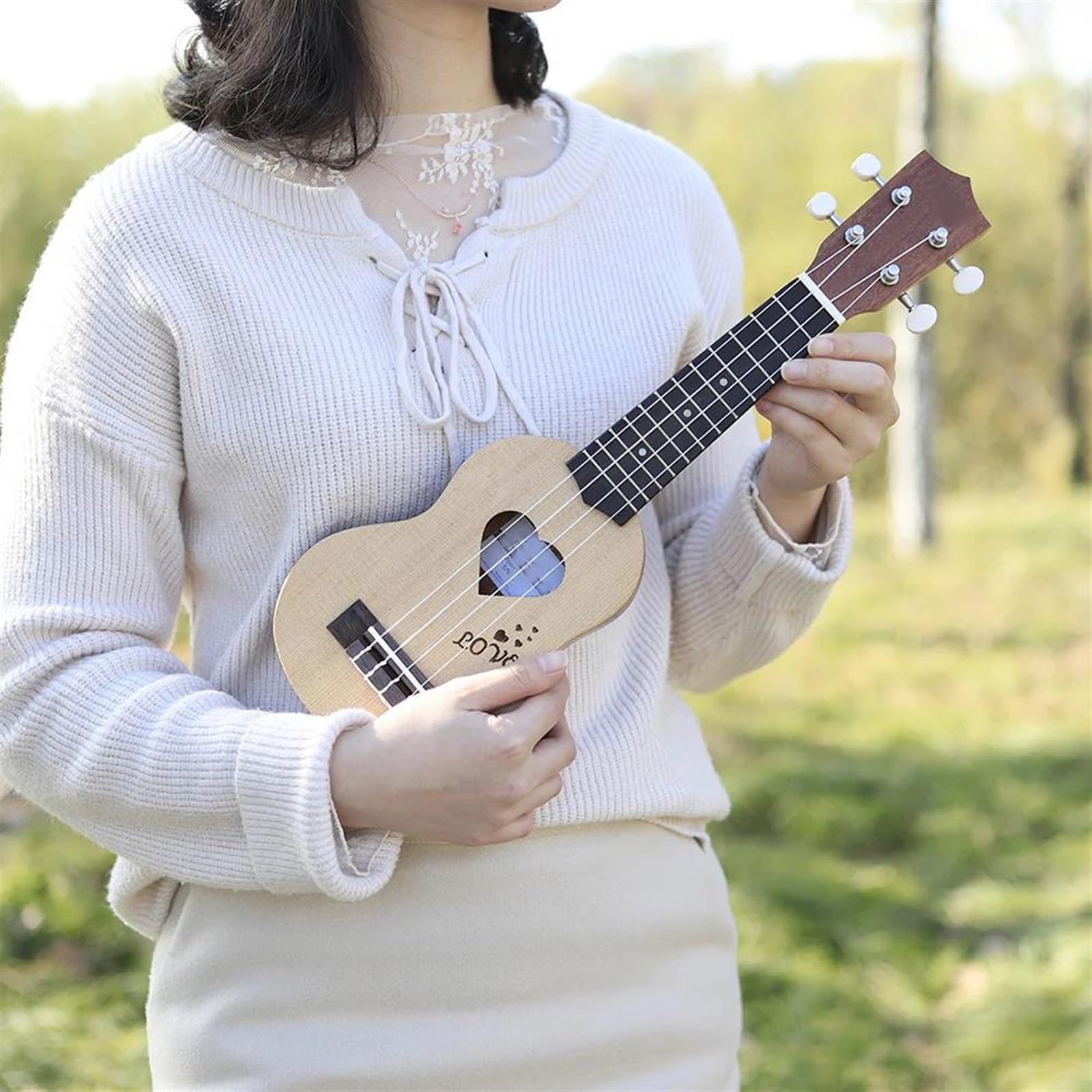 Ukelele Ukelele De 17 Pulgadas Instrumento Musical De Madera De Abeto Guitarra Hawaiana De 4 Cuerdas