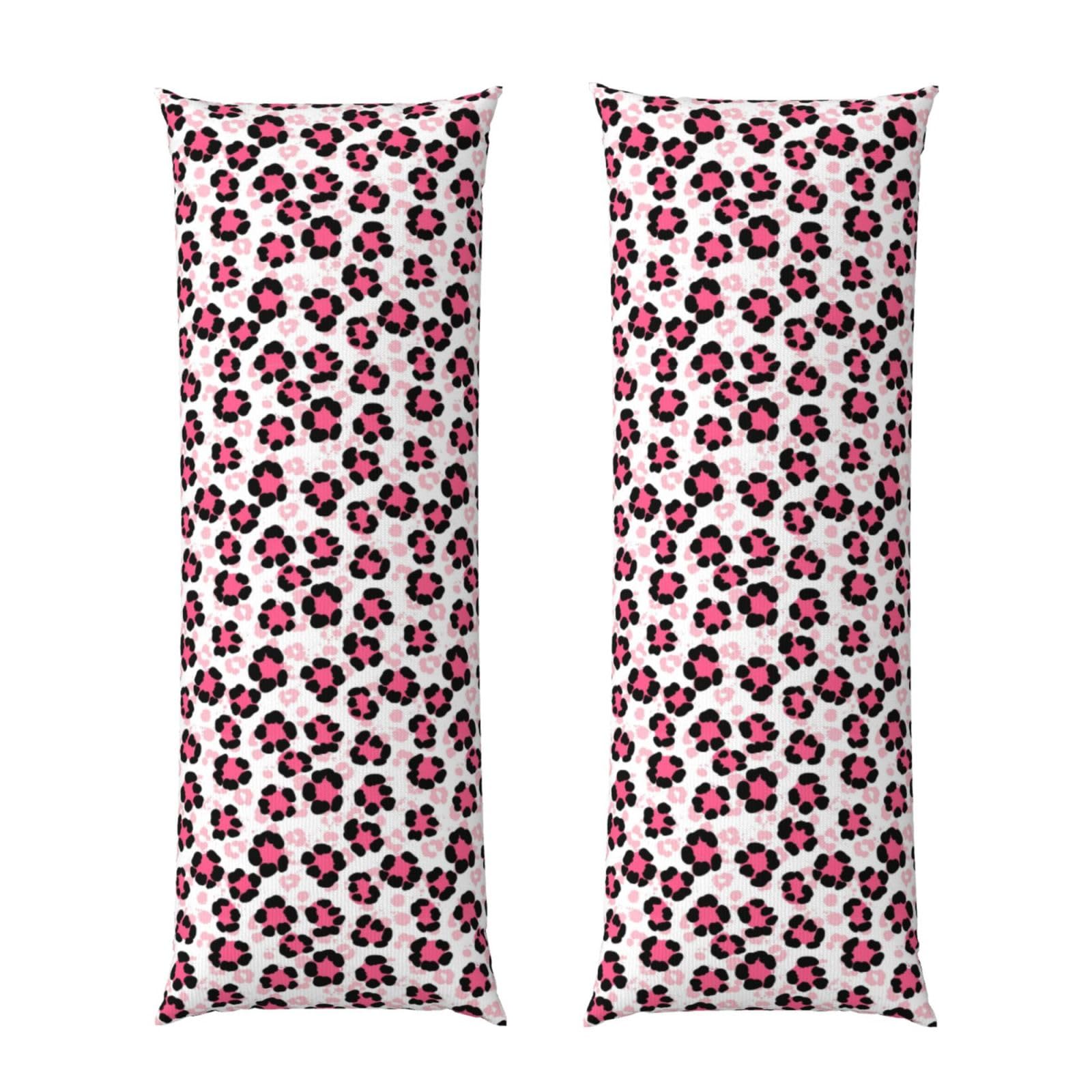 Body Pillow Cover 20x60 Paint Splatter Cheetah Leopard Print Pink, Soft Microfiber Long Pillowcase with Zipper Closure, Breathable Plush Cushion Case for Bed Home Hotel