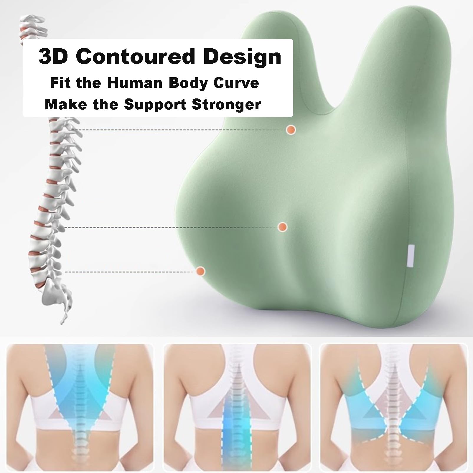Ergonomiczna poduszka na krzesło biurowe z pianki z pamięcią kształtu, podparcie lędźwiowe do biura i samochodu, niebieska poduszka na biurko, wygodne podparcie pleców przez długie godziny