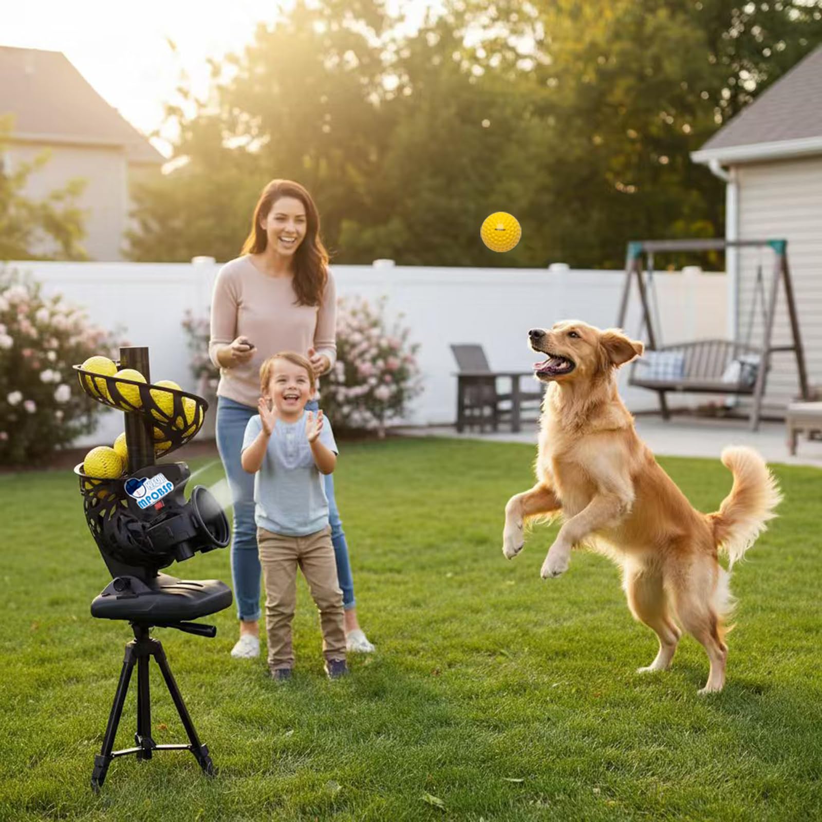 MPOBSP Upgraded Electronic Baseball Pitching Machine for Youth- Adjustable Angles & Speeds, AC/Battery Powered, 8 Practice Balls - Ideal for Batting &