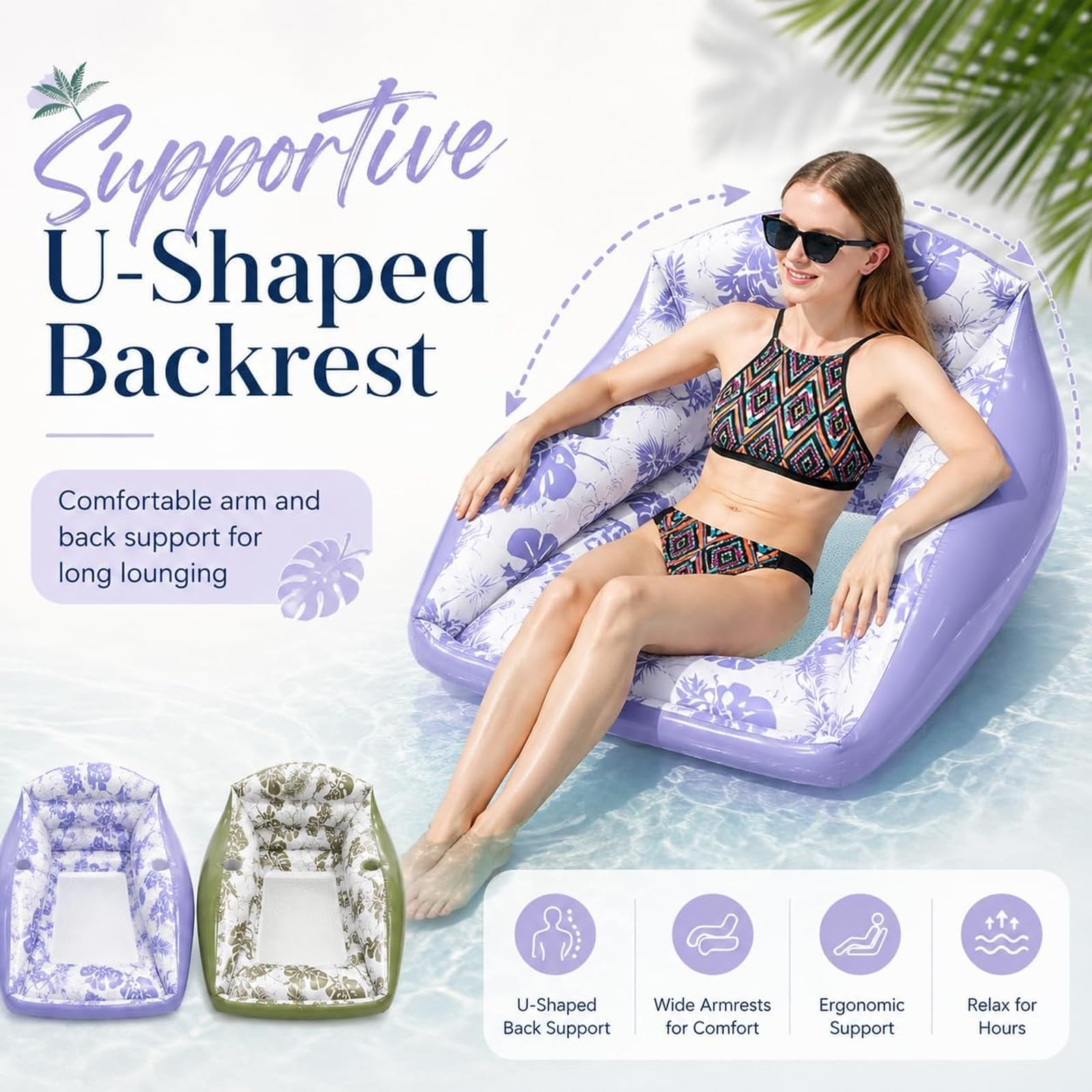 Fauteuil Gonflable de Piscine 3 en 1 avec Porte-gobelet, canapé Flottant Adulte, siège Filet rafraîchissant pour Plage lac fête été
