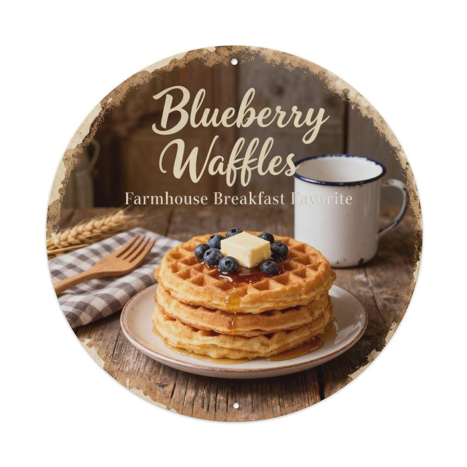 Blueberry Waffles Metal Tin Sign Plaque