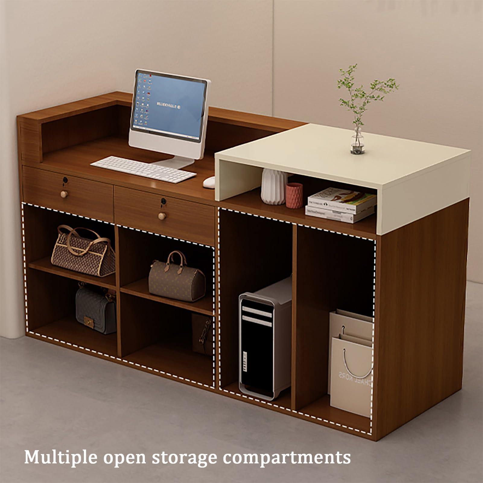 Elegante scrivania moderna con cassetto chiudibile a chiave, soluzione di archiviazione per ufficio, 100 x 50 x 100 cm, per aziende e uffici domestici