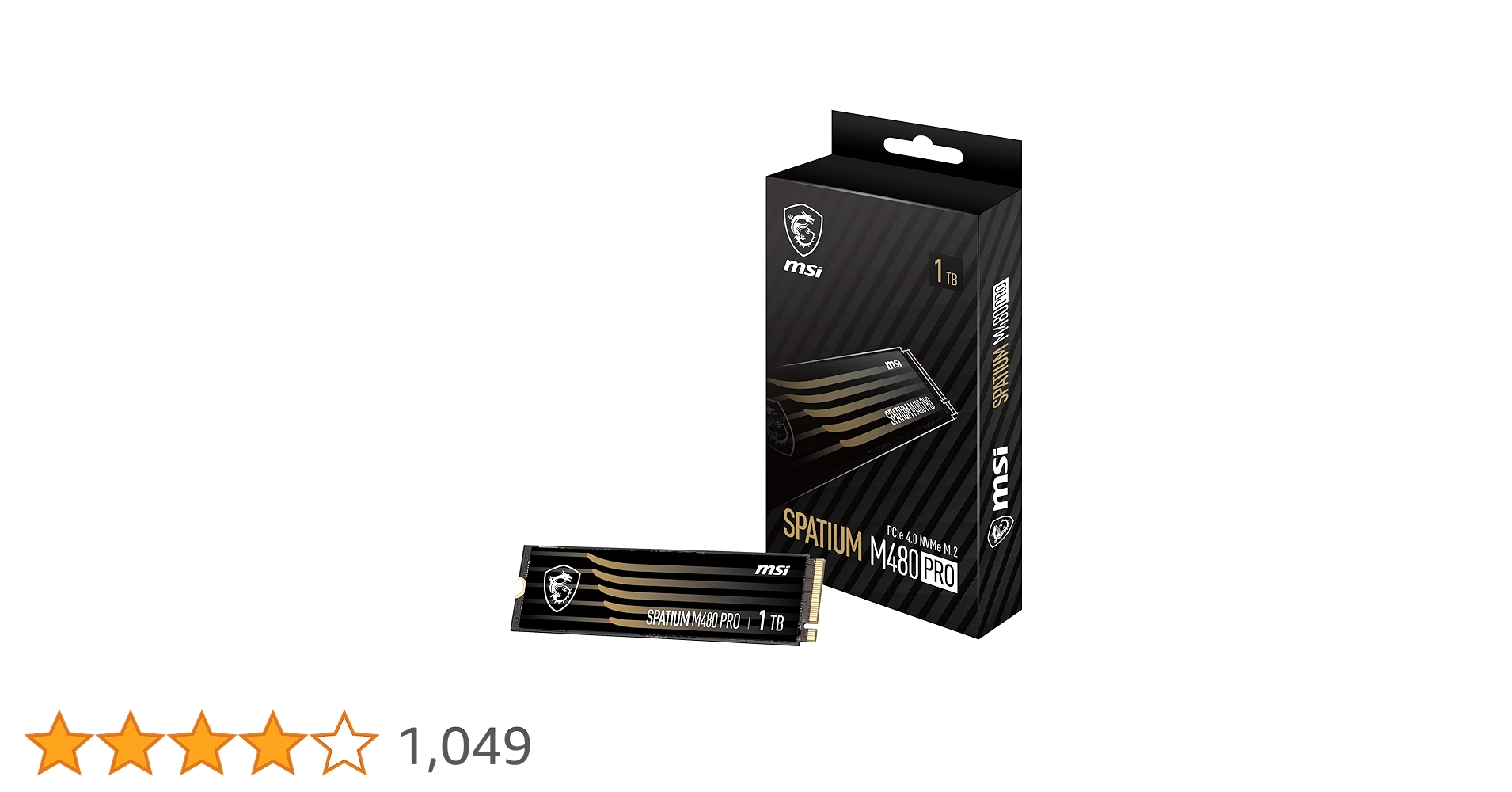 メモリー MSI SPATIUM M480 PRO 1TB SSD MSI SPATIUM M480 Pro PCIe 4.0 NVMe M.2 1TB - Wewnętrzny dysk