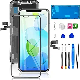 para Substituição de Tela do Iphone X de 5,8", Display Digitalizador Lcd Frontal para Iphone 10/X com Toque 3D e Identificação Facial para A1865, A1901, A1902 com Adesivo À Prova D'Água + Vid