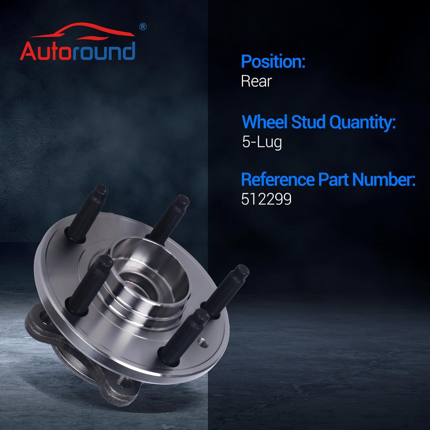 Autoround 512299 FWD Rear Wheel Bearing and Hub Assembly Compatible with Ford Taurus/Taurus X 2008-2009, Five Hundred/Freestyle 2005-2007, Mercury Sable 08-09 Montego 05-07, 5 Lugs, Set of 2