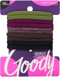 Goody Ouchless Sweat and Stretch Elastics, Multicolor, 10ct