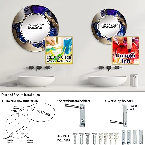 Miniatura 9 de Abstract Geode Gold and Purple Marble- Vanity Mirror, Bathroom Mirrors, Wall Mirrors for Living Room, Bedroom - Oval Mirror - Large 20'x30', 24'x36'